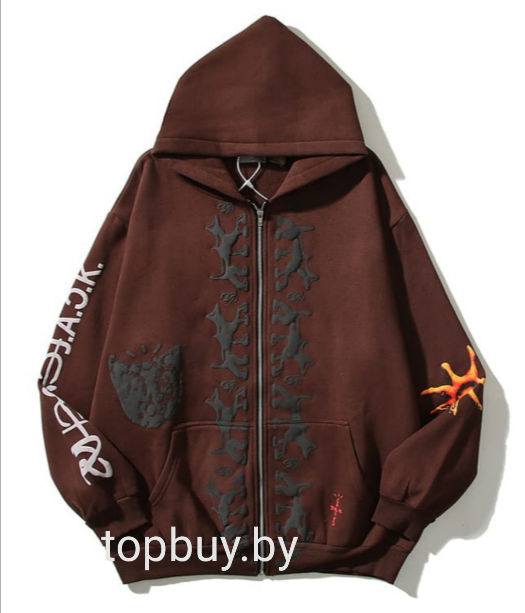 Мужская толстовка CACTUS JACK REVERSE DOG ZIP UP HOODIE, коричневое.