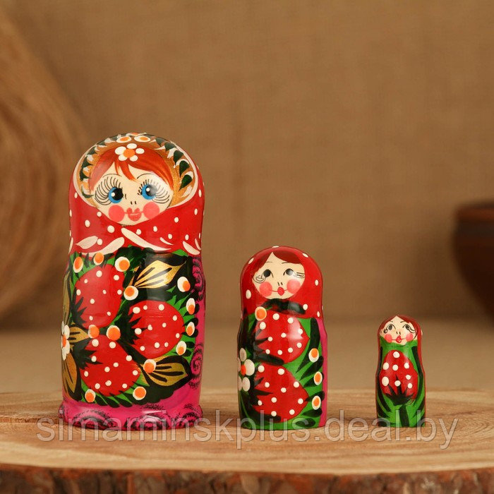 Матрёшка 3-х кукольная "Катя" ягоды, 11см, ручная роспись. - фото 1 - id-p220863134