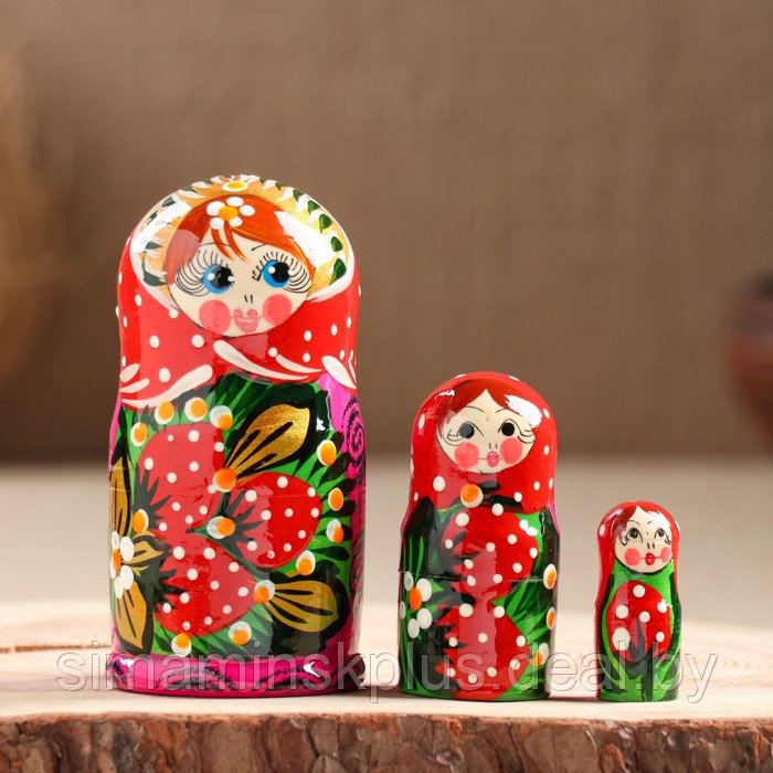 Матрёшка 3-х кукольная "Катя" ягоды, 11см, ручная роспись. - фото 5 - id-p220863134