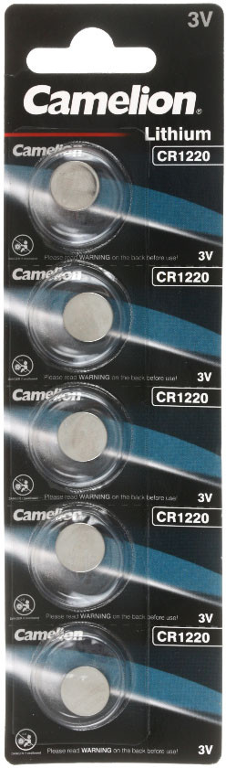Батарейка литиевая дисковая Camelion Lithium CR1220, 3V, 5 шт. - фото 2 - id-p220862642