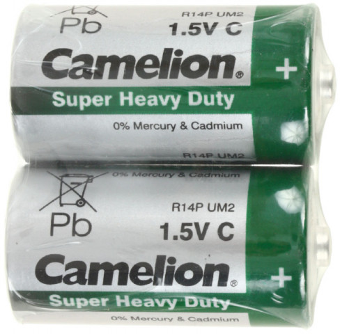 Батарейка солевая Camelion Super Heavy Duty С, R14P, 1.5V, 2 шт. - фото 1 - id-p220862646