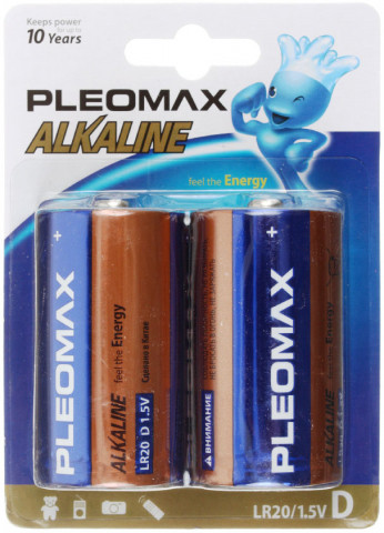Батарейка щелочная Pleomax Alkaline Energy D, LR20, 1.5V, 2 шт.