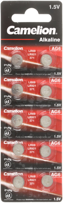 Батарейка щелочная дисковая Camelion Alkaline AG6, LR921, 1.5V, 10 шт. - фото 2 - id-p220862664