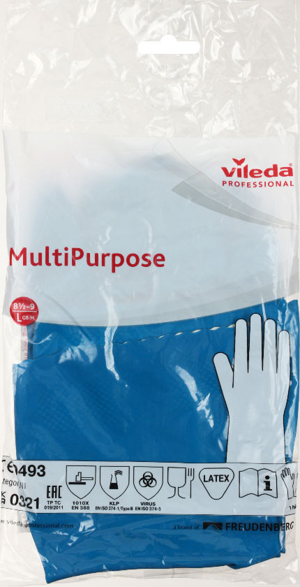 Перчатки хозяйственные резиновые Vileda размер L, синие - фото 2 - id-p220862675