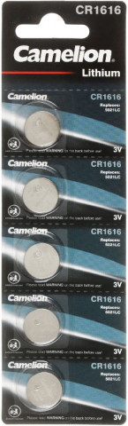 Батарейка литиевая дисковая Camelion Lithium CR1616, 3V, 5 шт. - фото 1 - id-p220862696