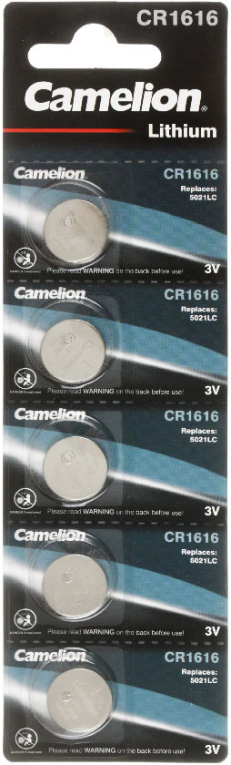 Батарейка литиевая дисковая Camelion Lithium CR1616, 3V, 5 шт. - фото 2 - id-p220862696