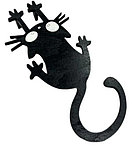 Магнит деревянный «Котик висящий» (Марданов А.А.) размер ~17*8 см, черный резной, ассорти