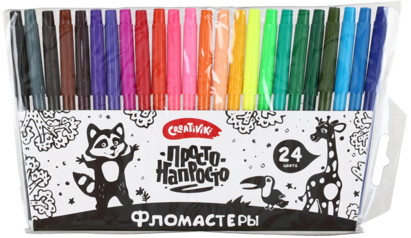 Фломастеры Creativiki «Просто» классические 24 цвета, толщина линии 1-2 мм, вентилируемый колпачок - фото 2 - id-p220862897