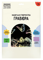 Набор для творчества «Гравюра. Три совы» А4 «Кошка и бабочки», с голографическим эффектом