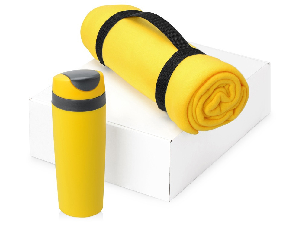 Подарочный набор Cozy с пледом и термокружкой, желтый - фото 1 - id-p220864594