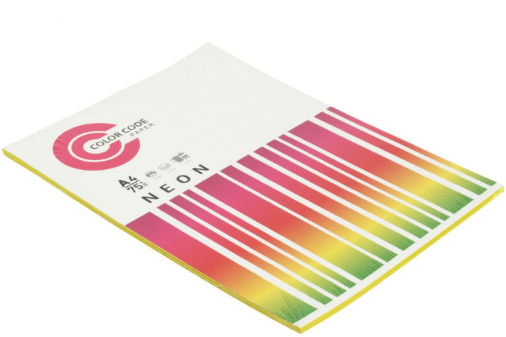 Бумага офисная цветная Color Code Neon А4 (210*297 мм), 75 г/м2, 50 л., желтая - фото 1 - id-p220862801