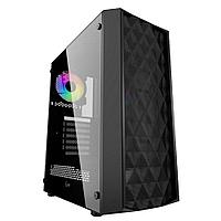 Корпус ATX Без БП Powercase Diamond Mesh LED, Tempered Glass, 1x 120mm 5-color fan, чёрный, ATX (CMDM-L1)