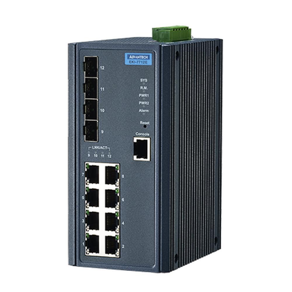 Управляемый коммутатор Advantech EKI-7712E-4F-AE Advantech Ethernet, 8 портов RJ-45, 4 порта Gigabit SFP, - фото 1 - id-p220872249