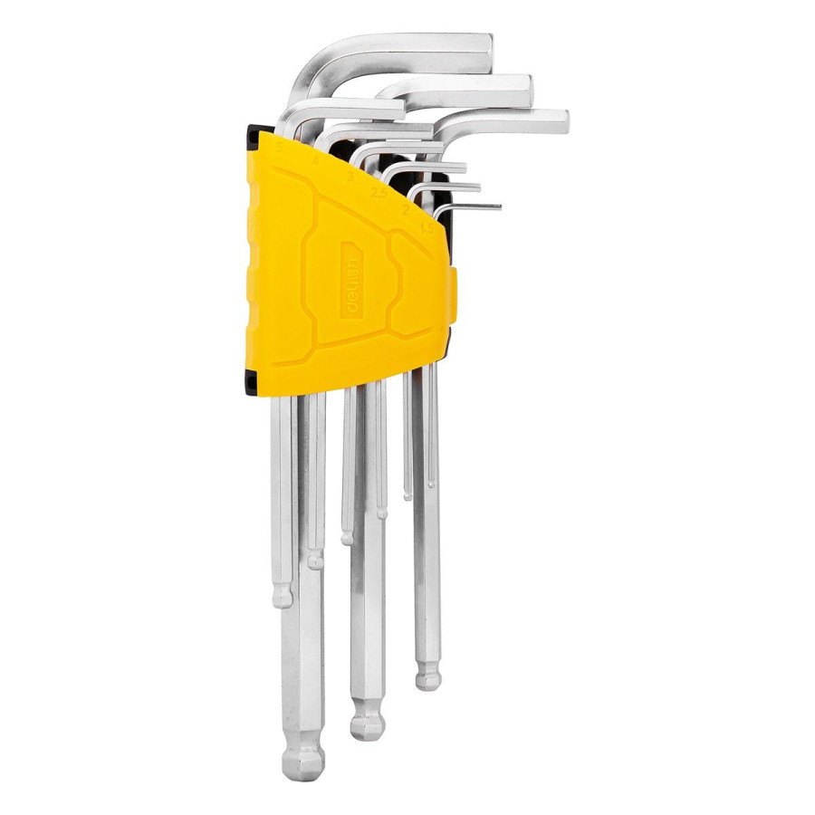 Набор шестигранных ключей с шаром удлиненных Deli DL3088 9 шт размер 1,5-10 мм, пластиковый держатель - фото 1 - id-p220872911