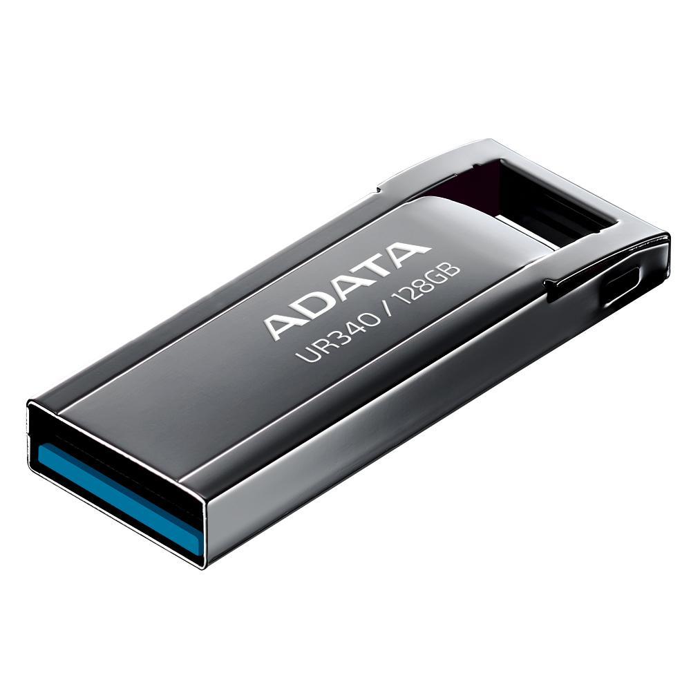 Флеш накопитель USB3.2 128Gb A-DATA UR340 (AROY-UR340-128GBK) USB 3.2 Type-A, металл, без колпачка, серый - фото 1 - id-p220867955