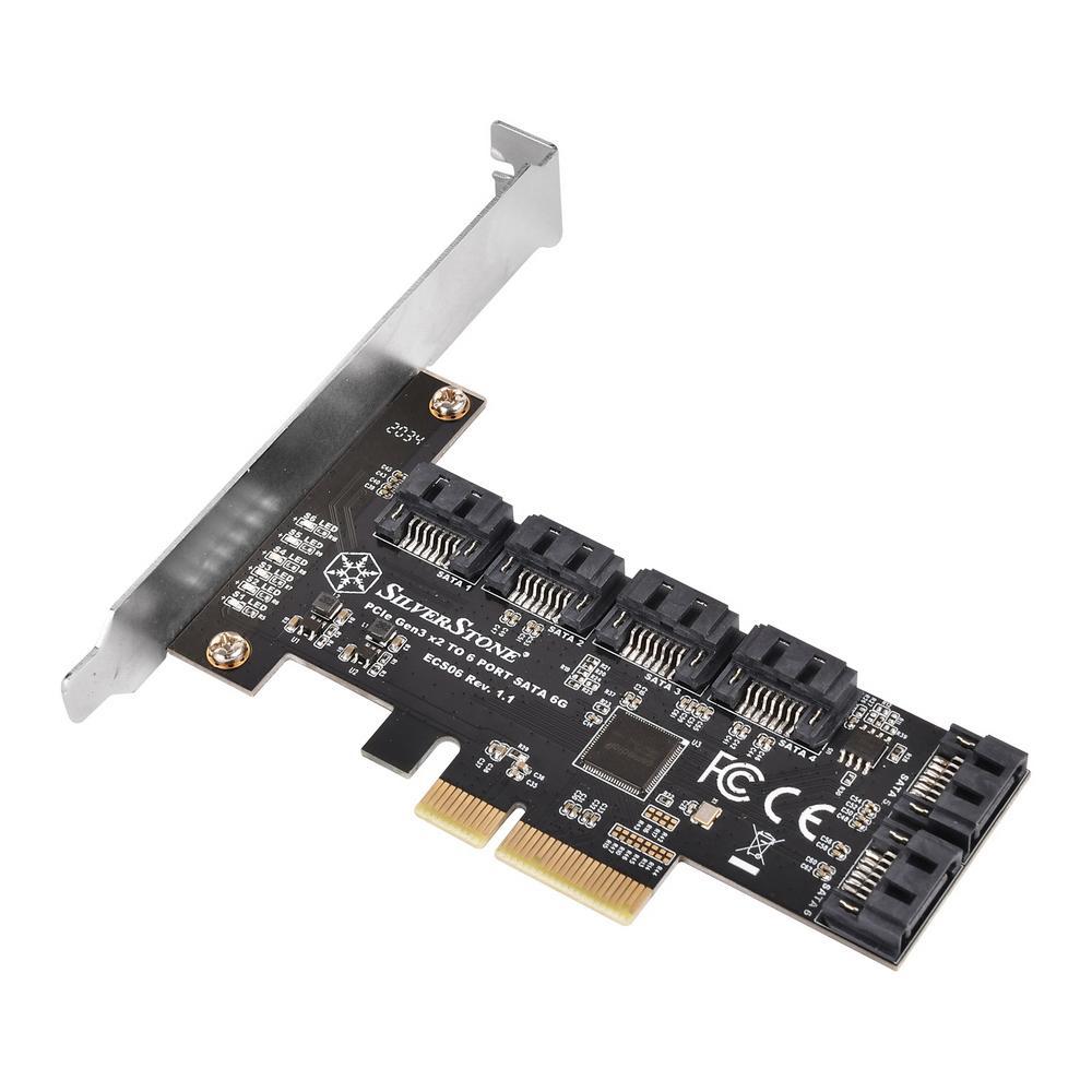 Контроллер Silverstone G46ECS060000010 6 Ports SATA Gen3 (6Gbps) Non-RAID PCI Express Gen3 x2 card 6 Ports - фото 1 - id-p220870707