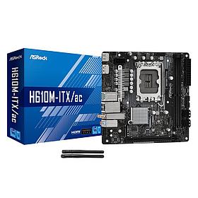 Мат. плата ASRock H610M-ITX/AC (RTL) LGA1700 H610 PCI-E HDMI+DP GbLAN+WiFi+BT SATA Mini-ITX 2DDR4