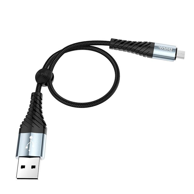 HOCO HC-10543 X38/ USB кабель Micro/ 1m/ 2.4A/ Нейлон/ Black - фото 1 - id-p220874198