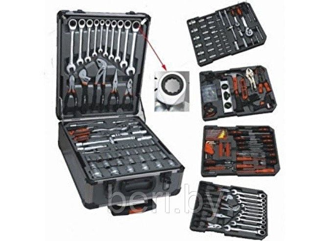 Набор инструментов Sturman, 187 предметов, с трещетками в чемодане на колесах - фото 4 - id-p220875734