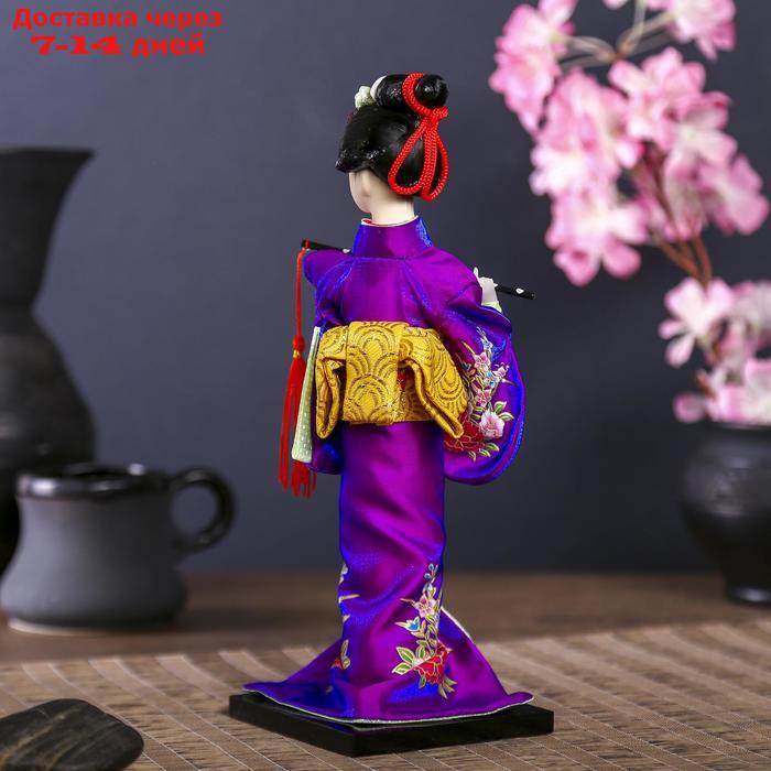 Кукла коллекционная "Японка в фиолетовом кимоно с флейтой" 25х9,5х9,5 см - фото 5 - id-p220798668