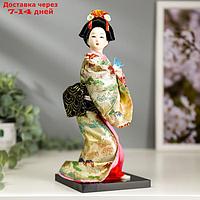 Кукла коллекционная "Японка в цветочном кимоно с бабочкой на руке" 25х9,5х9,5 см