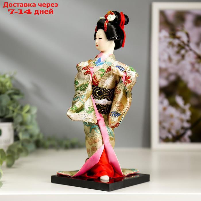 Кукла коллекционная "Японка в цветочном кимоно с бабочкой на руке" 25х9,5х9,5 см - фото 2 - id-p220798670