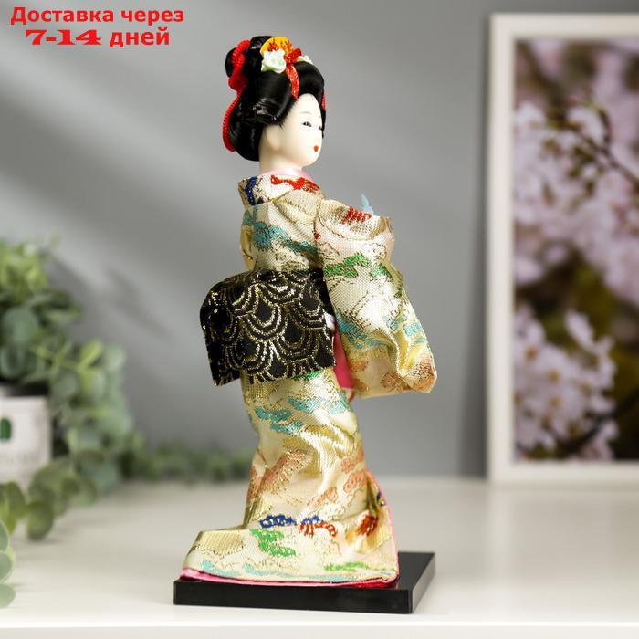 Кукла коллекционная "Японка в цветочном кимоно с бабочкой на руке" 25х9,5х9,5 см - фото 3 - id-p220798670