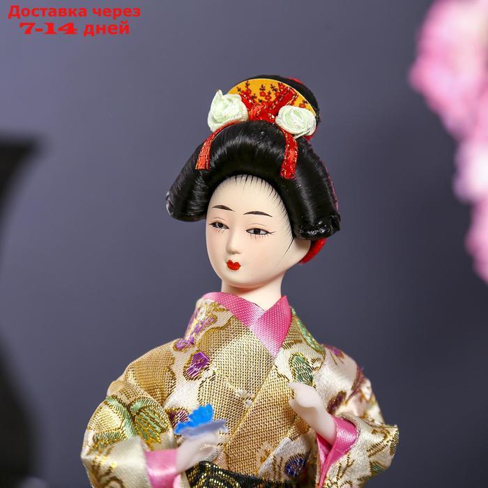 Кукла коллекционная "Японка в цветочном кимоно с бабочкой на руке" 25х9,5х9,5 см - фото 5 - id-p220798670