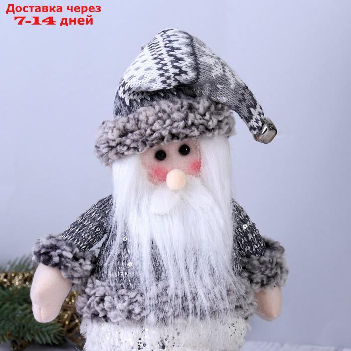 Мягкая игрушка "Дед Мороз с бубенчиком - длинные ножки" 10*40 см серебро - фото 3 - id-p220798684