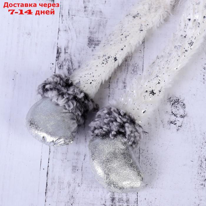Мягкая игрушка "Дед Мороз с бубенчиком - длинные ножки" 10*40 см серебро - фото 4 - id-p220798684
