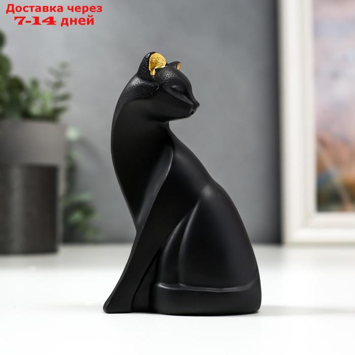 Сувенир полистоун "Чёрная кошка с золотыми ушками" 12,7х7,7х4,3 см - фото 1 - id-p220799145