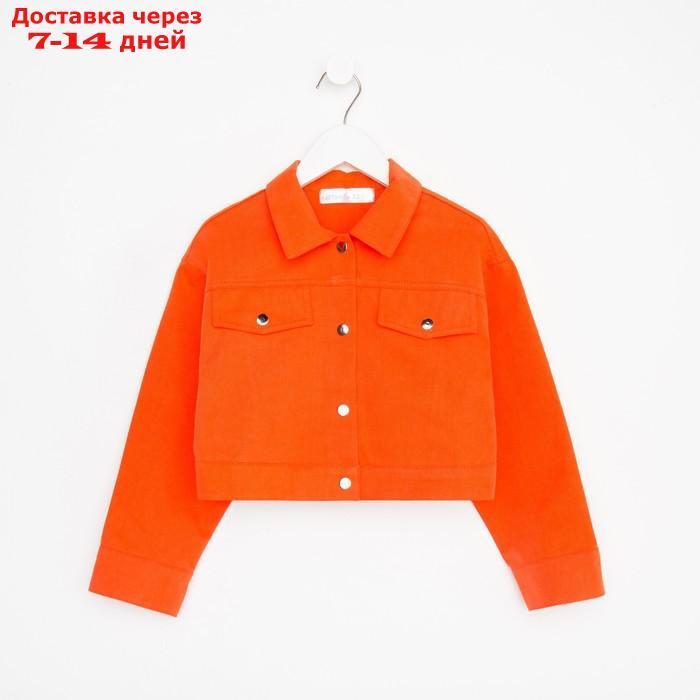 Рубашка для девочки джинсовая, укороченная KAFTAN, размер 36 (134-140 см), цвет оранжевый - фото 8 - id-p220802037