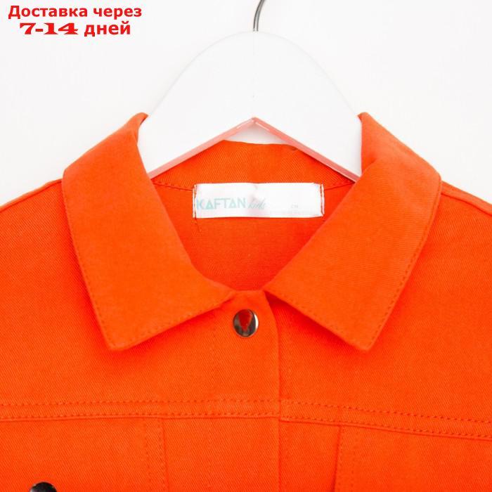 Рубашка для девочки джинсовая, укороченная KAFTAN, размер 36 (134-140 см), цвет оранжевый - фото 9 - id-p220802037