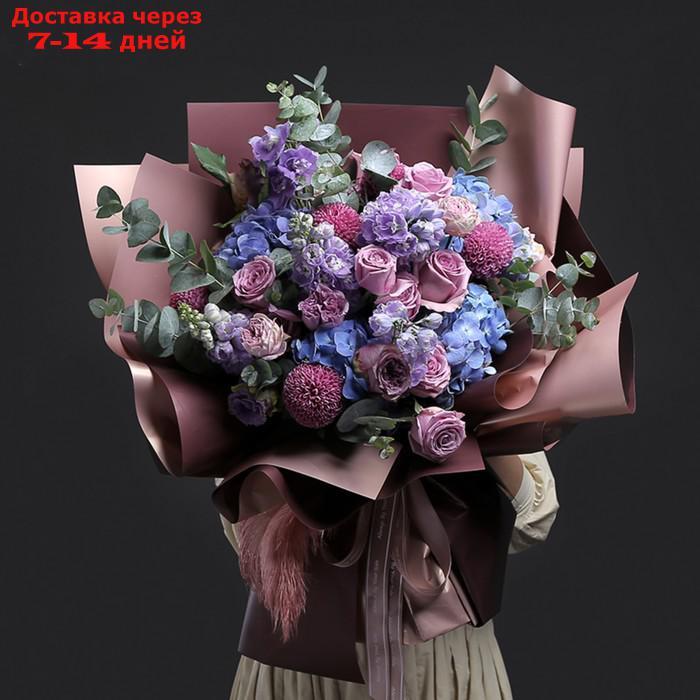 Пленка матовая для цветов, двухсторонняя "Зефир", голубой, бронзовый, 57 см х 5 м - фото 5 - id-p220800671