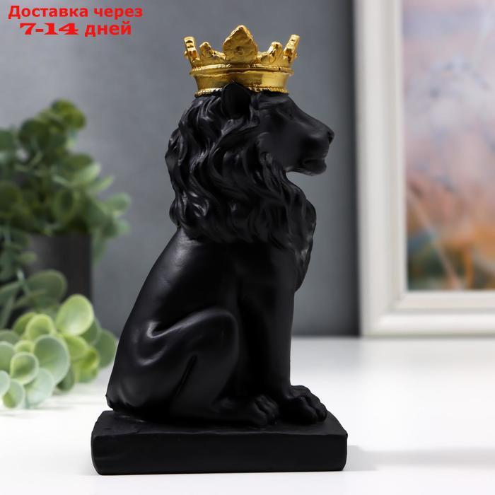 Сувенир полистоун "Чёрный лев в золотой короне" 13,8х5,8х8 см - фото 3 - id-p220800768