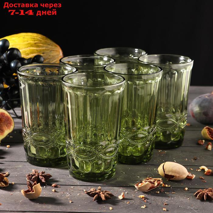 Набор стаканов "Ла-Манш", 350 мл, 8х8х12,5 см, 6 шт, цвет зелёный