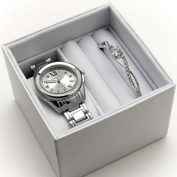 Подарочный набор для женщин часы + браслет крафтовой коробочке CARTIER - фото 1 - id-p220884443