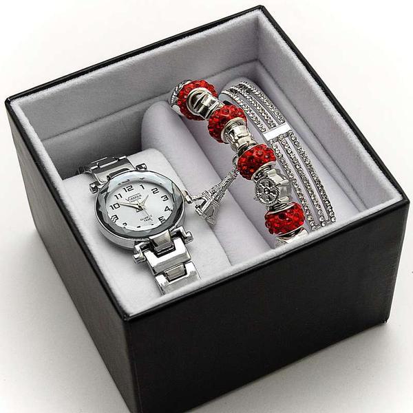 Подарочный набор 3в1 Viamax часы + два браслета в крафтовой коробочке - фото 2 - id-p220884455