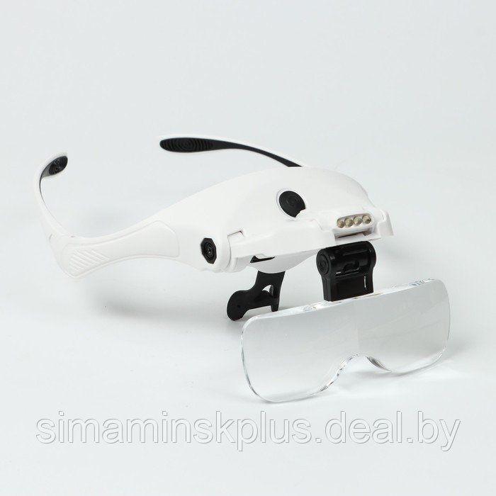 Лупа налобная (очки), 5 линз в комплекте, подсветка, индикатор заряда - фото 2 - id-p220884483