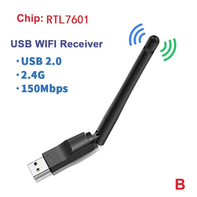 Адаптер USB - Wi-Fi, ресивер для IPTV DVB-T2, 150Мбит/с 2.4Гц, чип MT7601, черный 556704 - фото 2 - id-p220886742