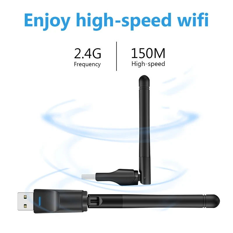 Адаптер USB - Wi-Fi, ресивер для IPTV DVB-T2, 150Мбит/с 2.4Гц, чип MT7601, черный 556704 - фото 5 - id-p220886742