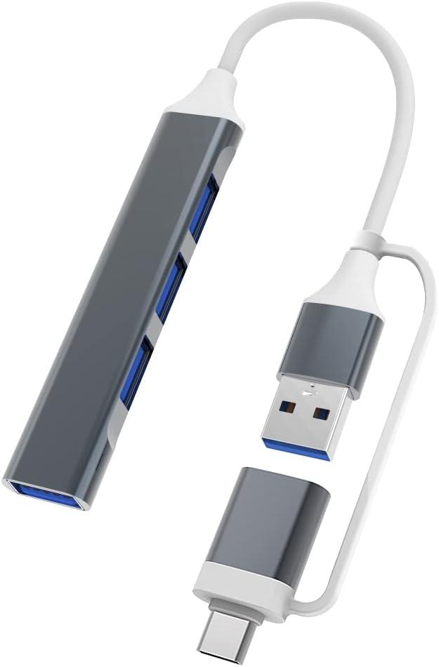 Адаптер - хаб USB3.1 Type-C/USB3.0 Type-A на USB3.0 - 3x USB2.0, серый 556710