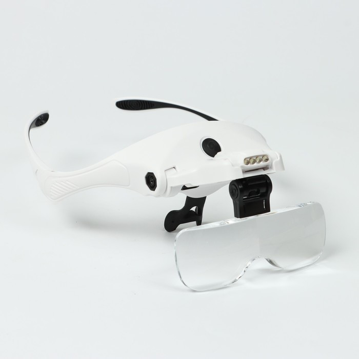 Лупа налобная (очки), 5 линз в комплекте, подсветка, индикатор заряда - фото 2 - id-p220887008