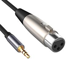 Кабель jack 3.5mm - XLR для микрофона, XLR мама, 1.5 метра, черный 556678