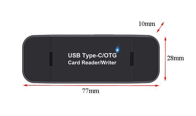 Картридер TF/SD - адаптер для карт памяти - USB Type-C - MicroUSB - USB2.0, черный 556690 - фото 7 - id-p220886779