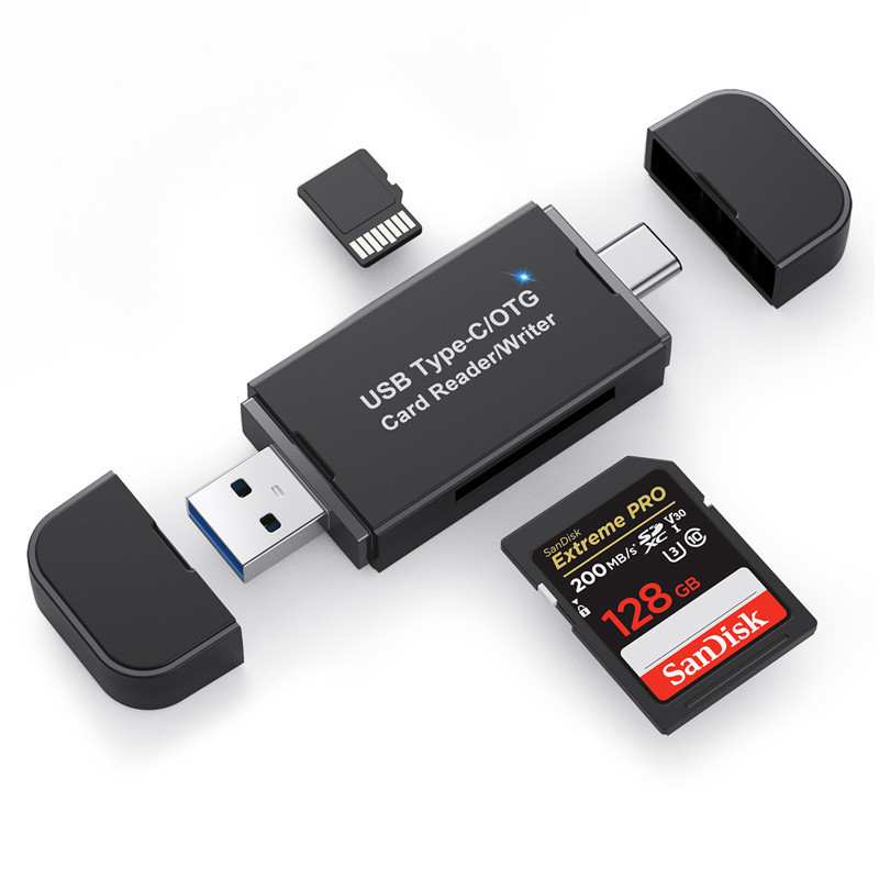 Картридер TF/SD - адаптер для карт памяти - USB3.1 Type-C - USB3.0, черный 556691 - фото 1 - id-p220886784