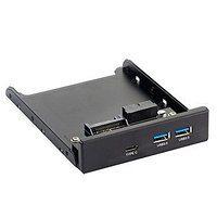 Планка USB на переднюю панель ExeGate U3H-616, 3,5", 2*USB3.0+1*TypeC, черная, металл, подсоединение к мат.