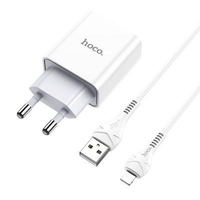 HOCO HC-27947 C81A/ Сетевое ЗУ + Кабель Lightning 1m/ 1 USB/ Выход: 10.5W/ White - фото 1 - id-p220888654