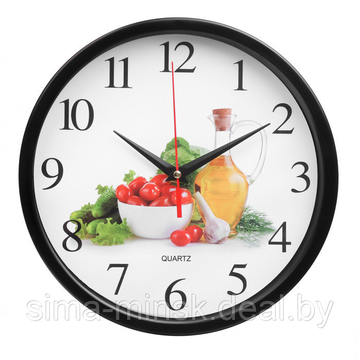 Часы настенные, серия: Кухня, "Овощи и масло", плавный ход, d-26.5 см - фото 1 - id-p220890022