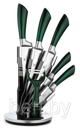 Набор ножей Hoffmann, 7 предметов, овощечистка, подставка зеленый - фото 1 - id-p220891388